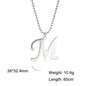 Polished Cut Steel Color 26 Letters Pendant Stainless Steel Necklace