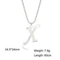 Polished Cut Steel Color 26 Letters Pendant Stainless Steel Necklace