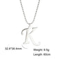 Polished Cut Steel Color 26 Letters Pendant Stainless Steel Necklace