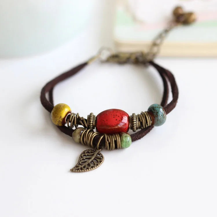 National Wind Restoring Ancient Ways Is The High Temperature Glaze Ceramic Handmade Trinkets Women's Fashion  Bracelets #1077