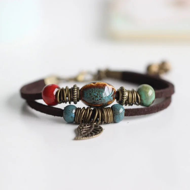 National Wind Restoring Ancient Ways Is The High Temperature Glaze Ceramic Handmade Trinkets Women's Fashion  Bracelets #1077