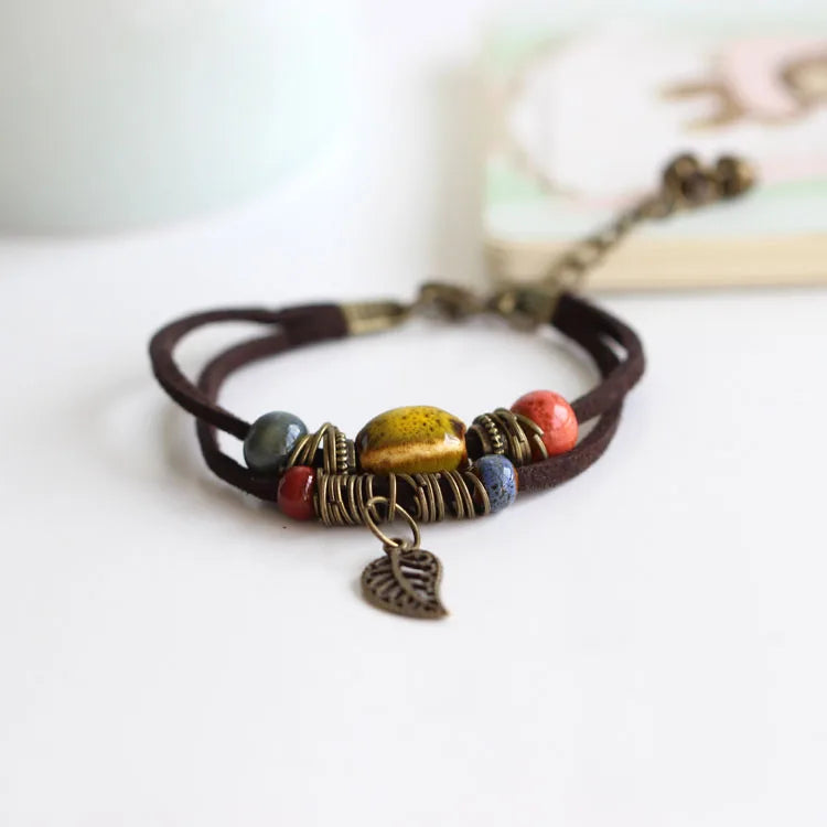 National Wind Restoring Ancient Ways Is The High Temperature Glaze Ceramic Handmade Trinkets Women's Fashion  Bracelets #1077