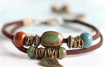 National Wind Restoring Ancient Ways Is The High Temperature Glaze Ceramic Handmade Trinkets Women's Fashion  Bracelets #1077