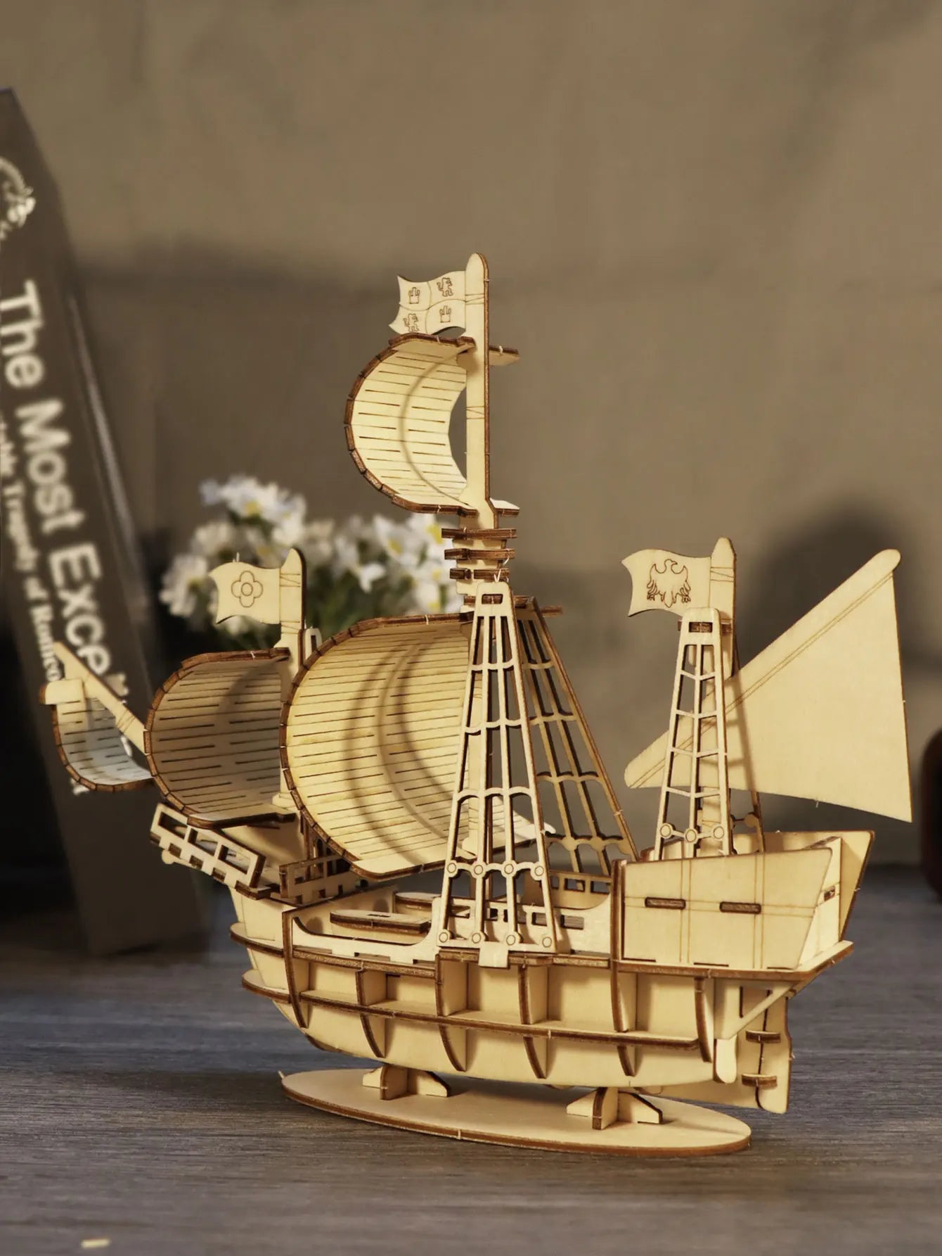 3D Wooden Puzzles Ocean Sailboat Model Kits Brainteaser Christmas/Birthday Gifts for Adults and Teens handmade