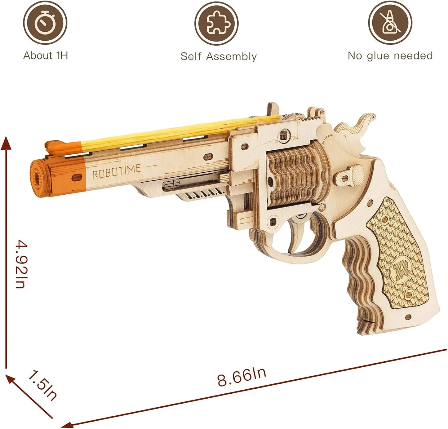 Robotime Rokr DIY 3D Scatter With Rubber Band Bullet Wooden Gun Puzzle Assembly Model Game Popular Educational Toys For Children