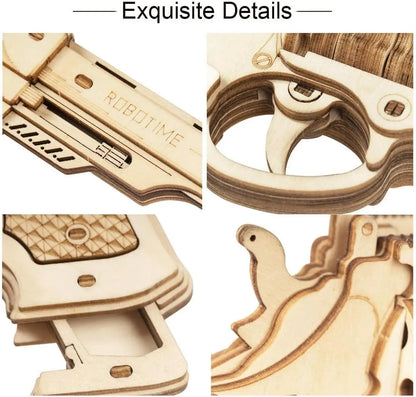 Robotime Rokr DIY 3D Scatter With Rubber Band Bullet Wooden Gun Puzzle Assembly Model Game Popular Educational Toys For Children