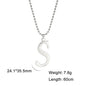 Polished Cut Steel Color 26 Letters Pendant Stainless Steel Necklace