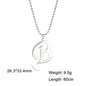 Polished Cut Steel Color 26 Letters Pendant Stainless Steel Necklace